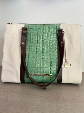 Brahmin Spring ‘21 Med Asher Tote Meadow Melbourne Glazed Croc Embossed Leather